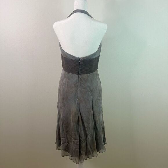 Carmen Marc Valvo Silk Halter Dress Size 6 Gray Whimsigoth Y2K Empire Waist - Picture 7 of 15